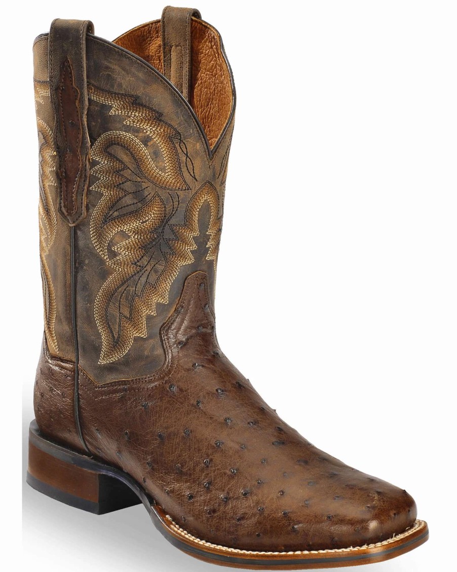 Boot * | Dan Post Men'S Alamosa Exotic Ostrich Cowboy Certified Boots Chocolate