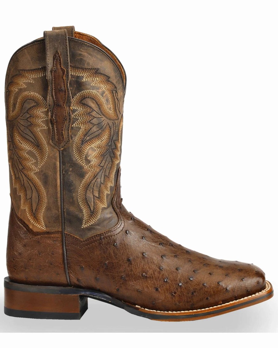 Boot * | Dan Post Men'S Alamosa Exotic Ostrich Cowboy Certified Boots Chocolate