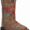 Boot * | Dan Post Girls' Embroidered Western Boots Broad Square Toe Taupe