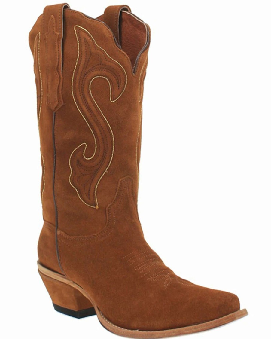 Boot * | Dan Post Women'S Suede Western Boots Snip Toe Cognac