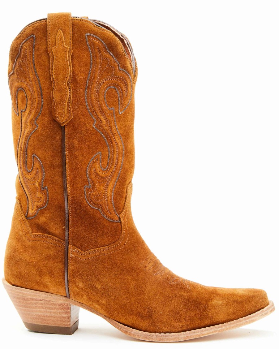 Boot * | Dan Post Women'S Suede Western Boots Snip Toe Cognac