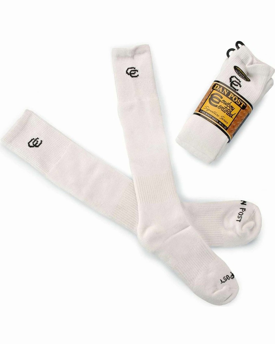 Sock * | Dan Post Cowboy Certified 2-Pack Over-The-Calf Socks For Men'S White