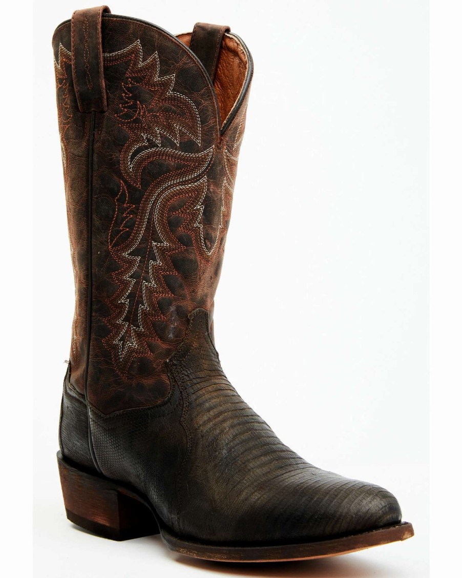 Boot * | Dan Post Men'S Tobacco Exotic Teju Lizard Leather Tall Western Boots Round Toe