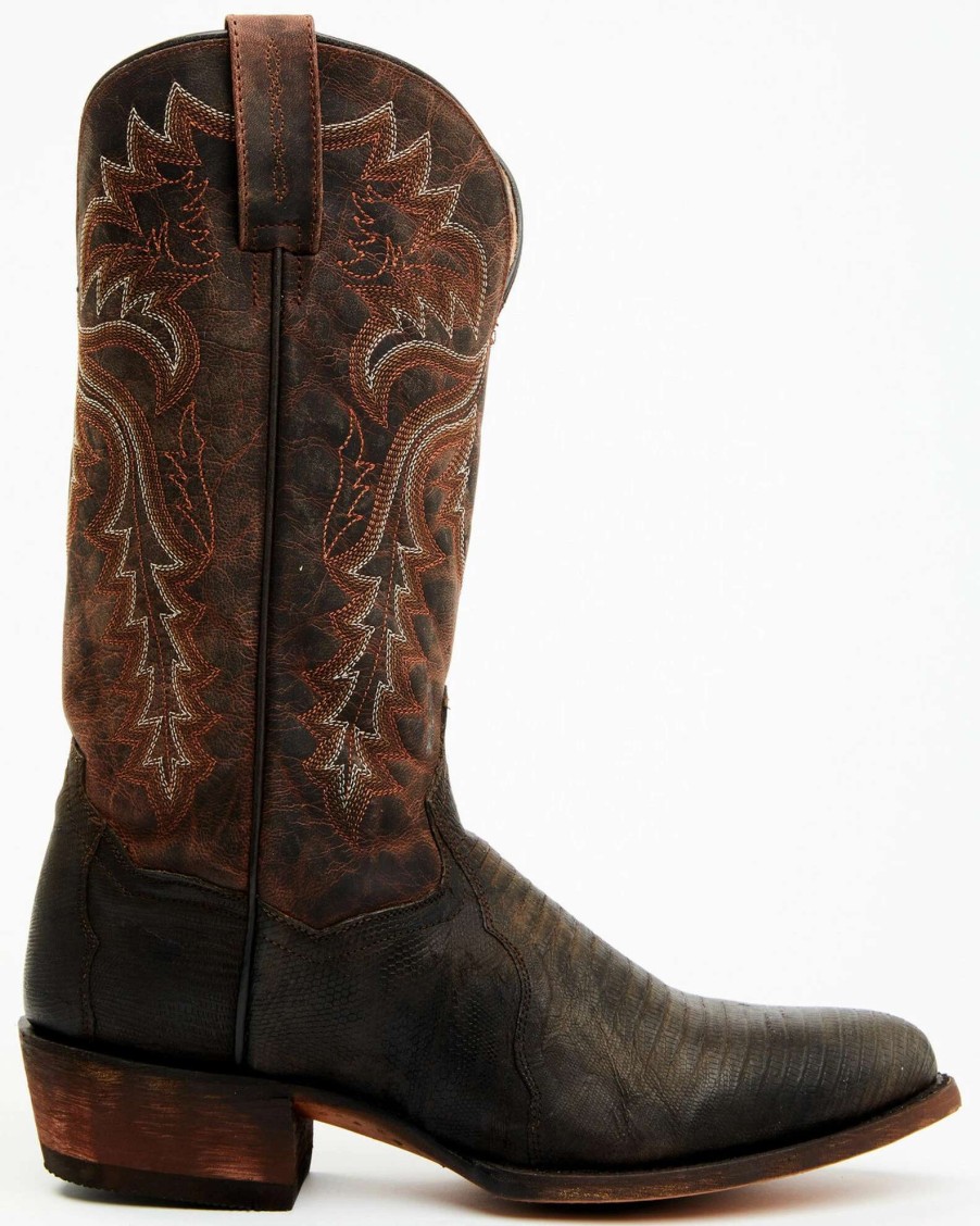 Boot * | Dan Post Men'S Tobacco Exotic Teju Lizard Leather Tall Western Boots Round Toe