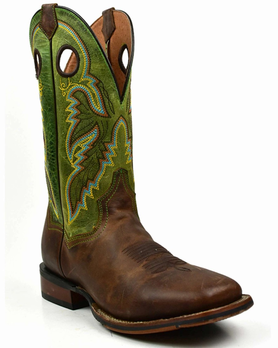 Boot * | Dan Post Men'S Leon Crazy Horse Green Performance Leather Western Boot Broad Square Toe