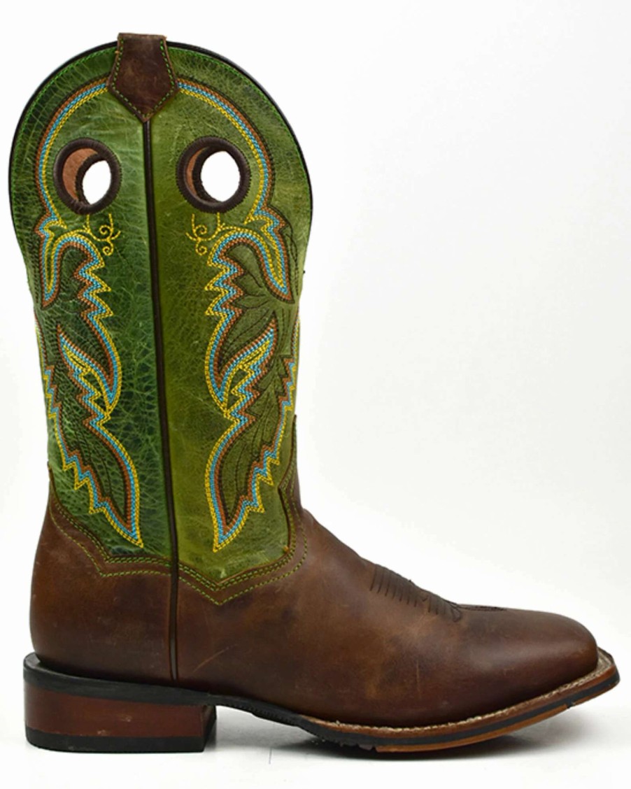 Boot * | Dan Post Men'S Leon Crazy Horse Green Performance Leather Western Boot Broad Square Toe