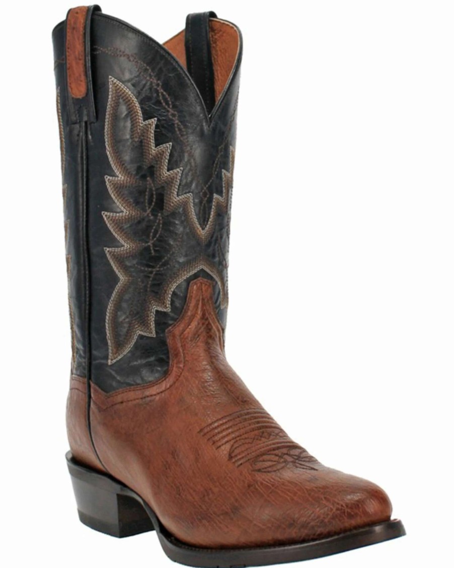 Boot * | Dan Post Men'S Exotic Ostrich Skin Western Boots Round Toe Brown