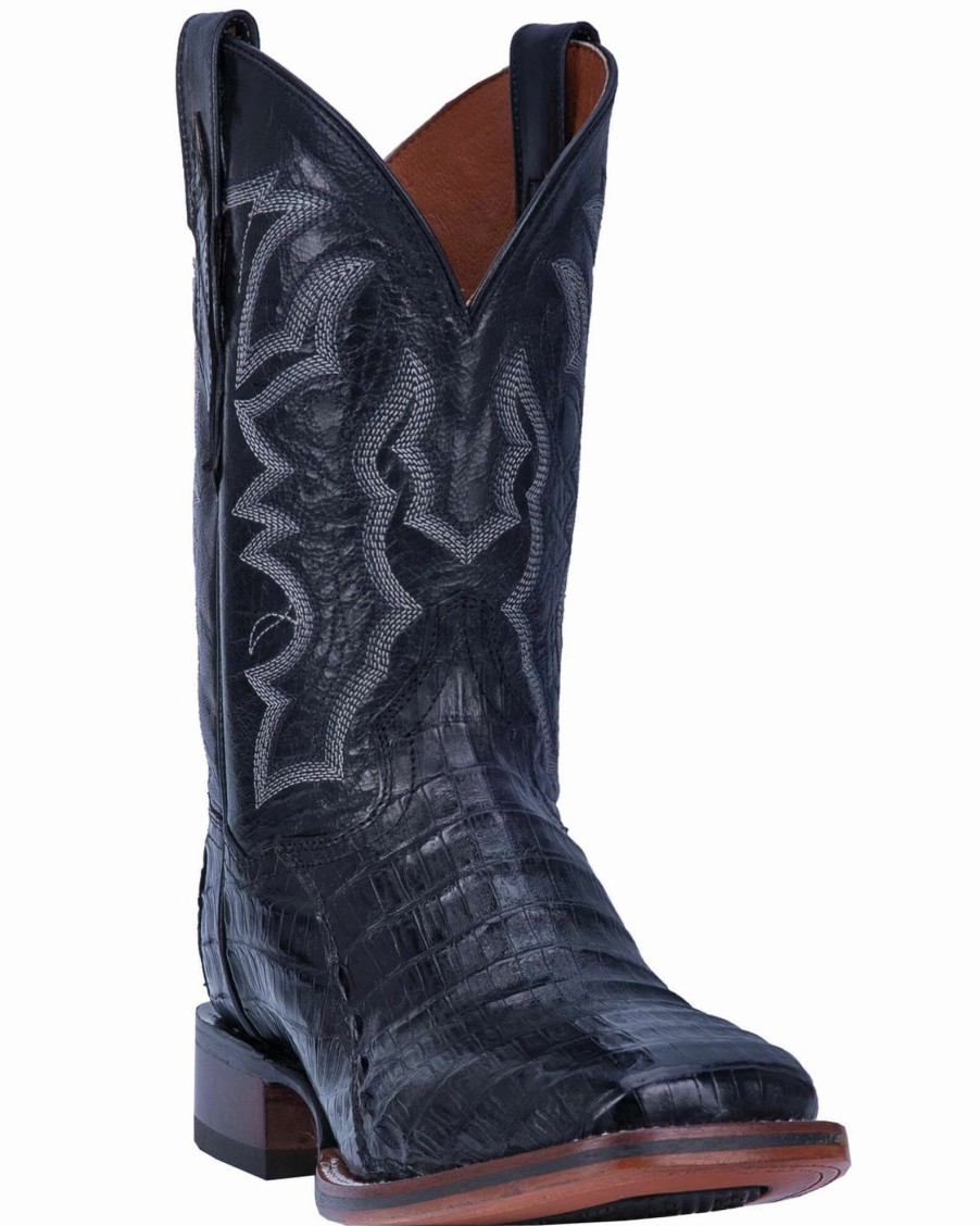 Boot * | Dan Post Men'S Kingsly Caiman Western Boots Wide Square Toe Black