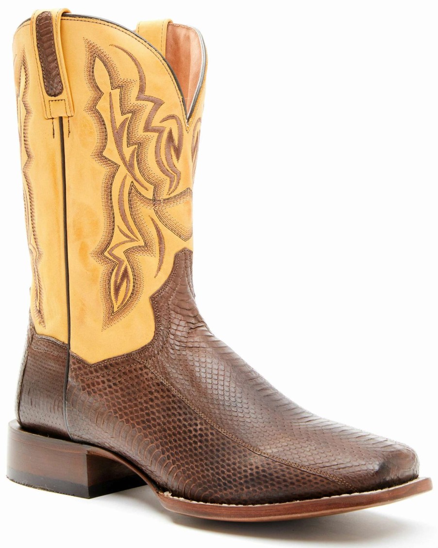 Boot * | Dan Post Men'S Exotic Snake Western Boots Wide Square Toe Brown