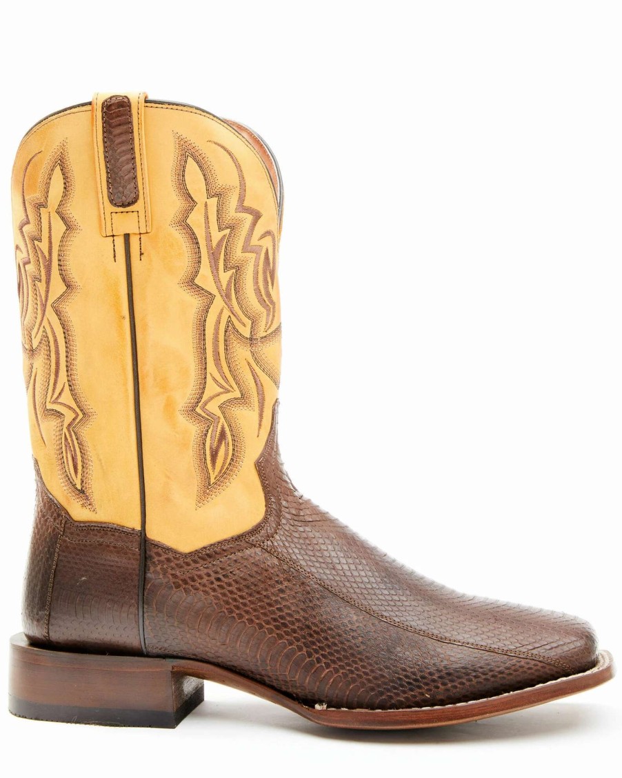 Boot * | Dan Post Men'S Exotic Snake Western Boots Wide Square Toe Brown