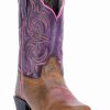 Boot * | Dan Post Youth Girls' Majesty Brown/Purple Western Boots Square Toe