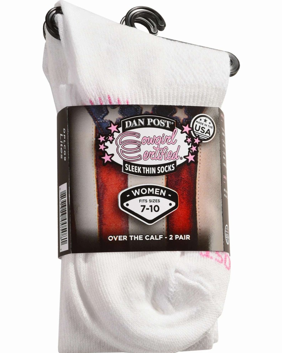 Sock * | Dan Post Women'S Cowgirl Certified Sleek Thin Socks White