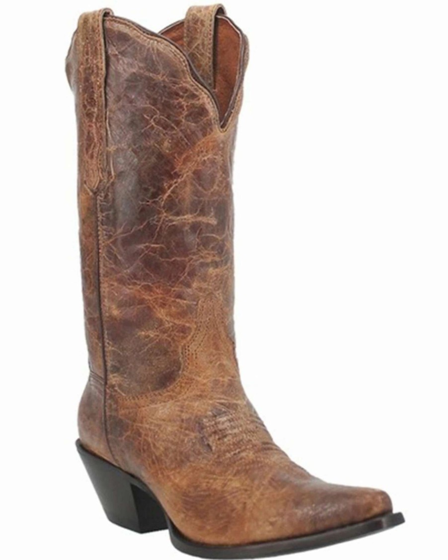 Boot * | Dan Post Women'S Tan Colleen Vintage Leather Western Boot Snip Toe