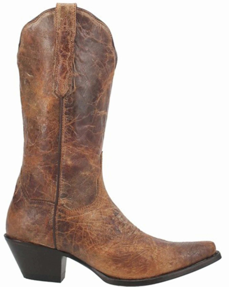 Boot * | Dan Post Women'S Tan Colleen Vintage Leather Western Boot Snip Toe