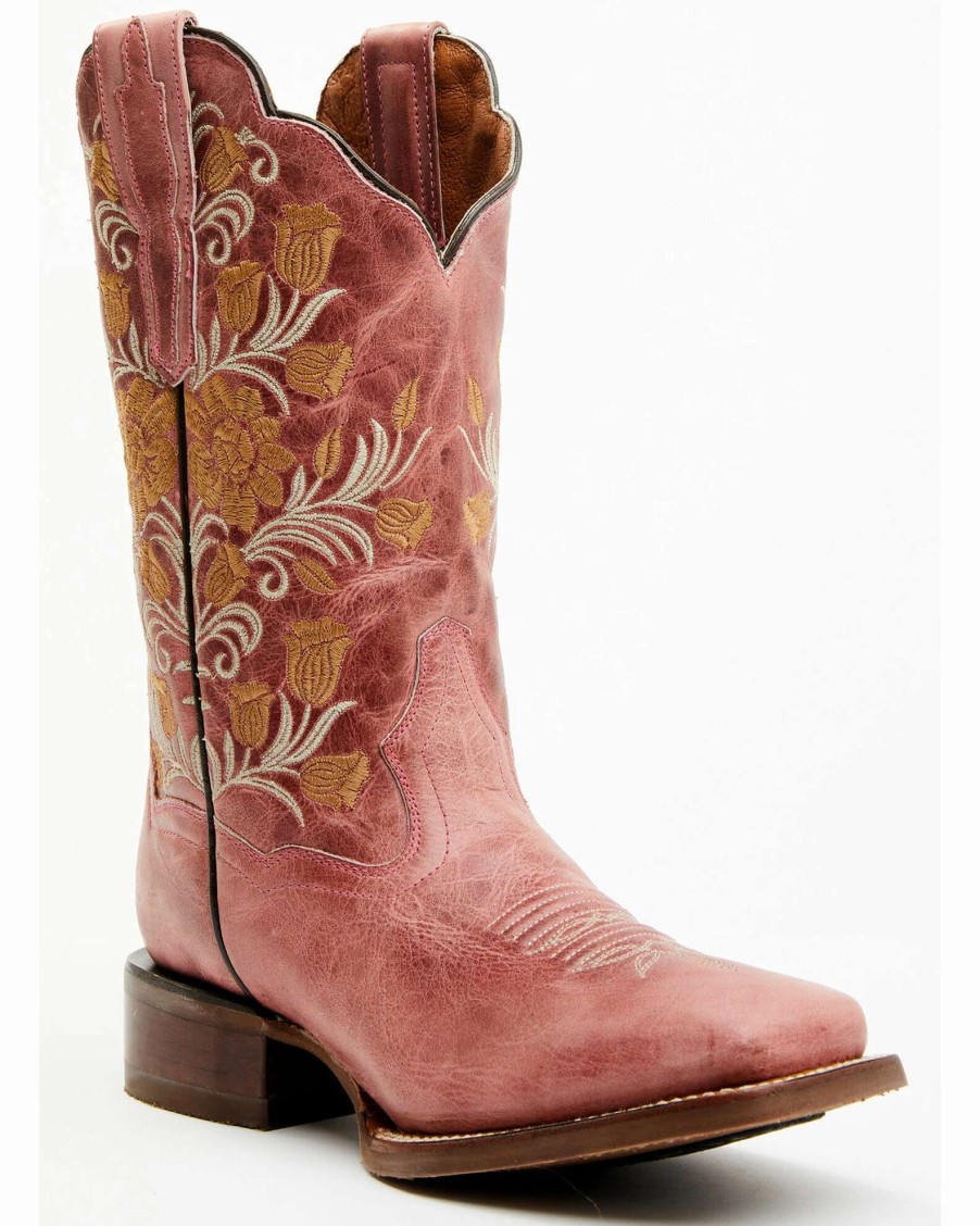 Boot * | Dan Post Women'S Athena Floral Embroidered Western Boots Broad Square Toe