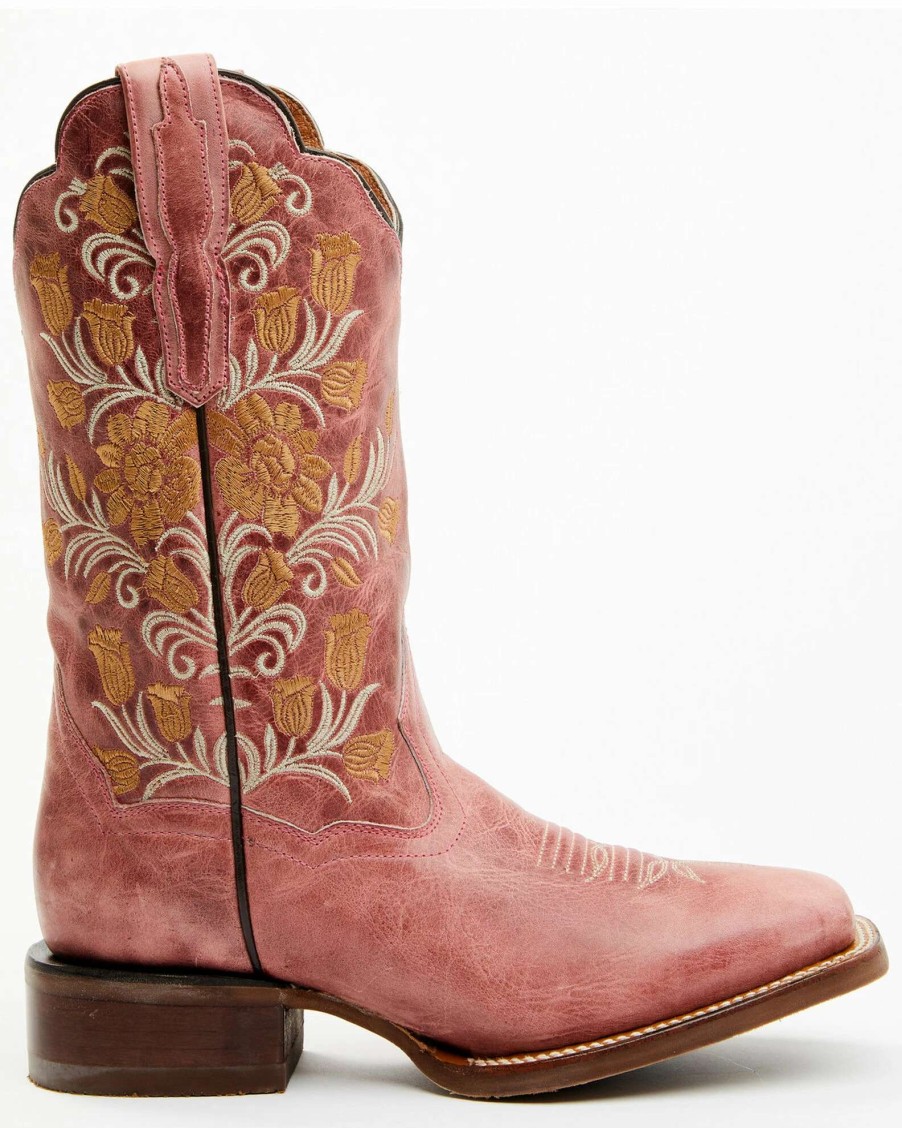 Boot * | Dan Post Women'S Athena Floral Embroidered Western Boots Broad Square Toe