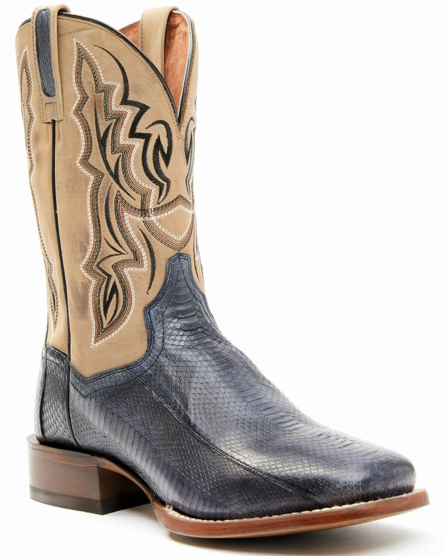 Boot * | Dan Post Men'S Exotic Snake Skin Western Boots Broad Square Toe Brown