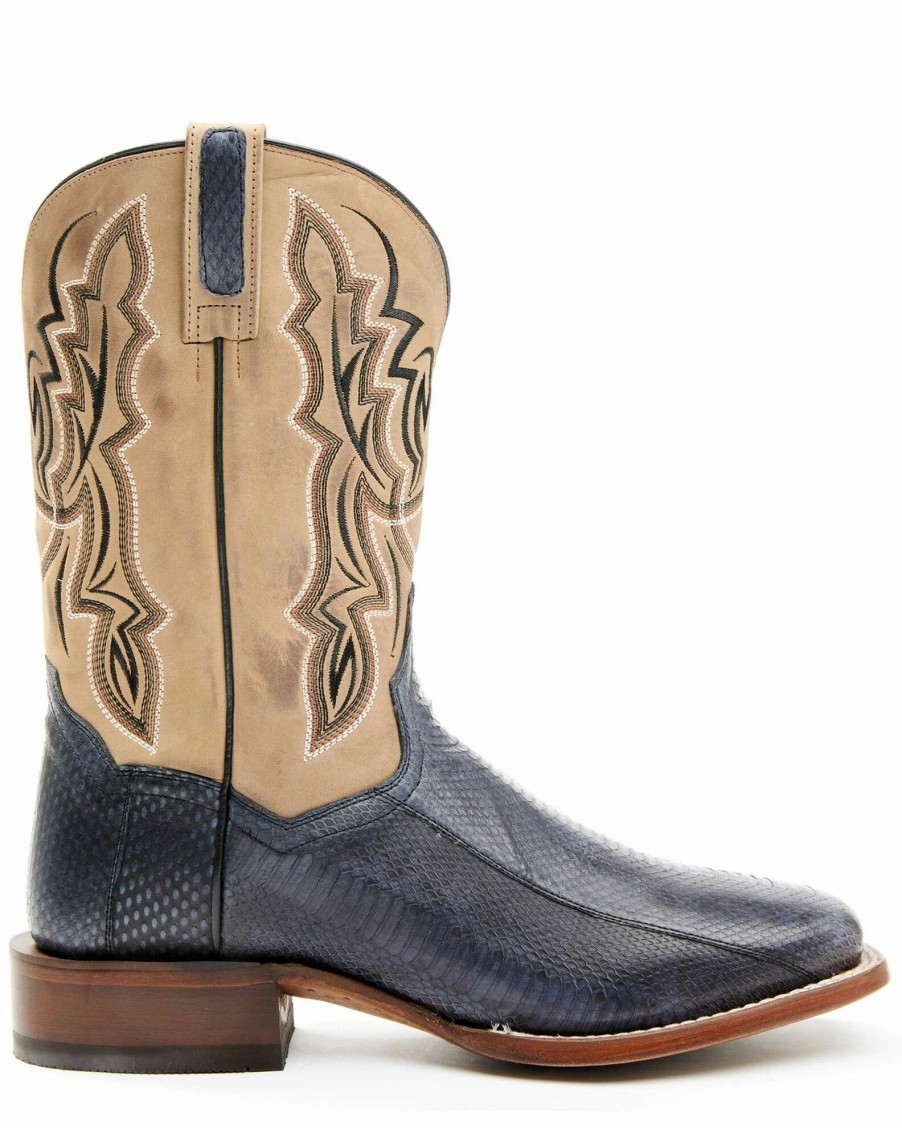 Boot * | Dan Post Men'S Exotic Snake Skin Western Boots Broad Square Toe Brown