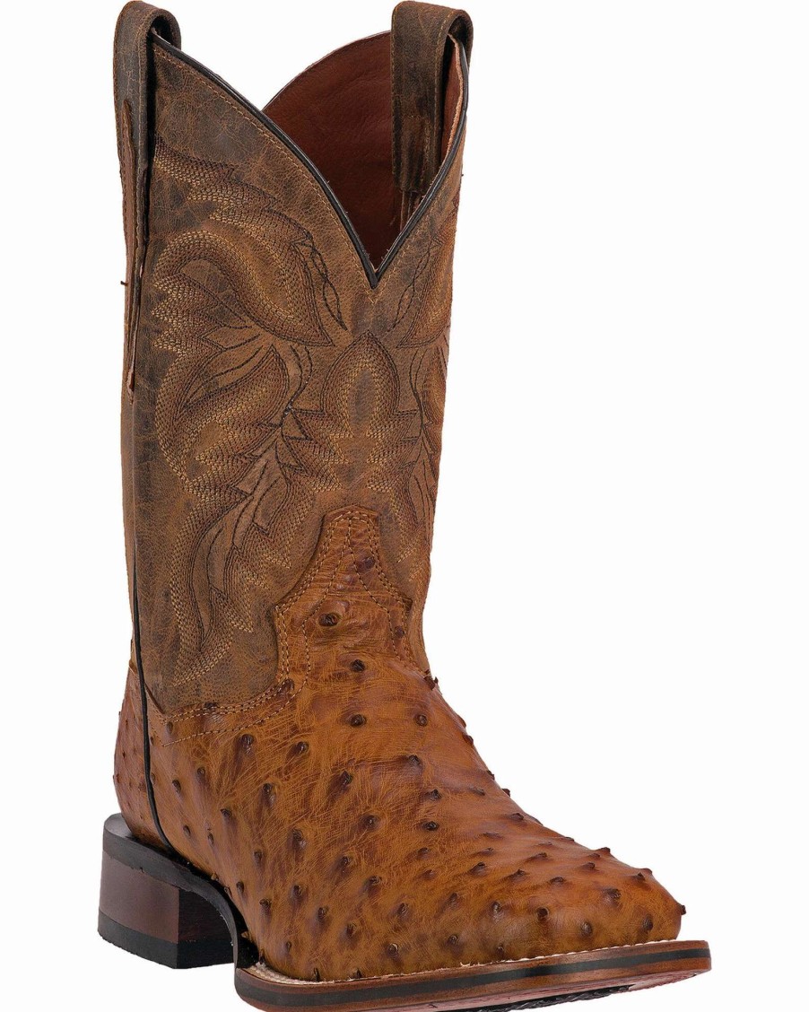 Boot * | Dan Post Alamosa Men'S Alamosal Ostrich Exotic Western Boots Saddle Tan