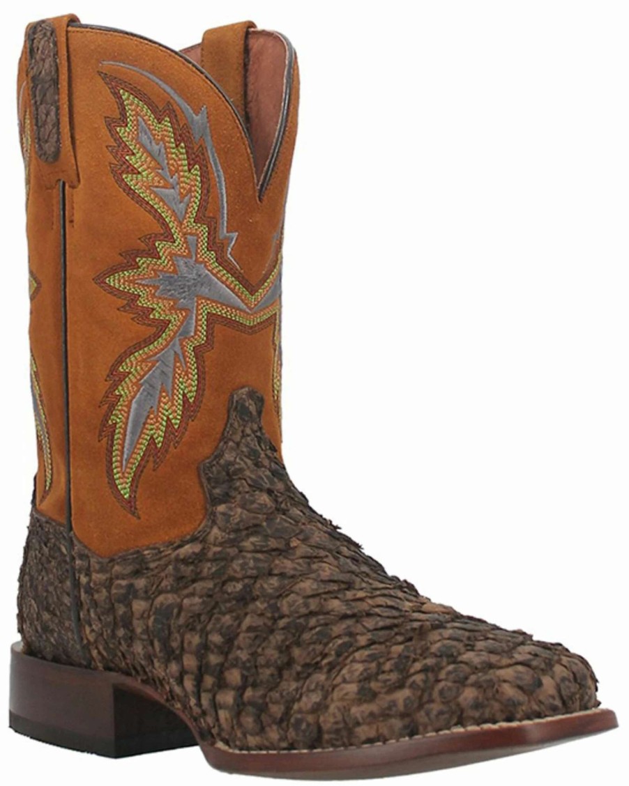 Boot * | Dan Post Men'S Dorsal Sea Bass Exotic Western Boots Broad Square Toe Chocolate