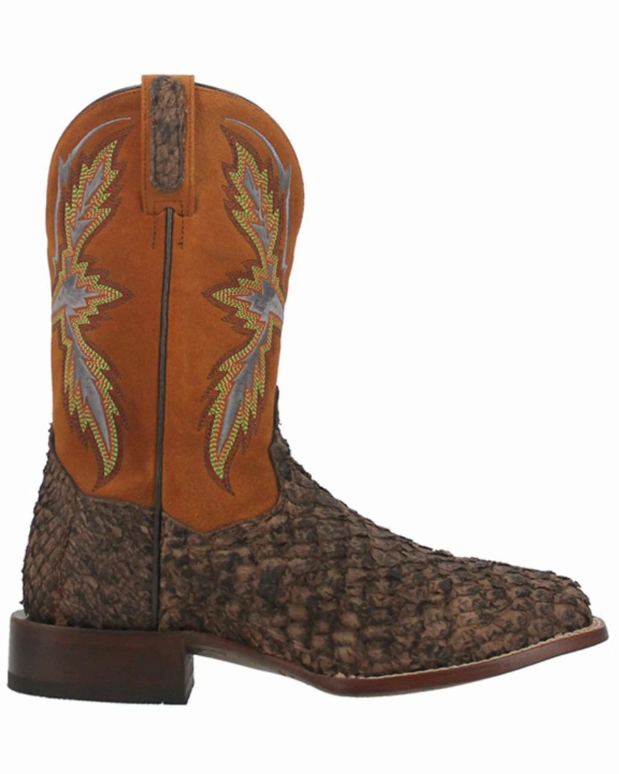 Boot * | Dan Post Men'S Dorsal Sea Bass Exotic Western Boots Broad Square Toe Chocolate