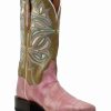 Boot * | Dan Post Women'S Eel Exotic Western Boots Broad Square Toe Pink