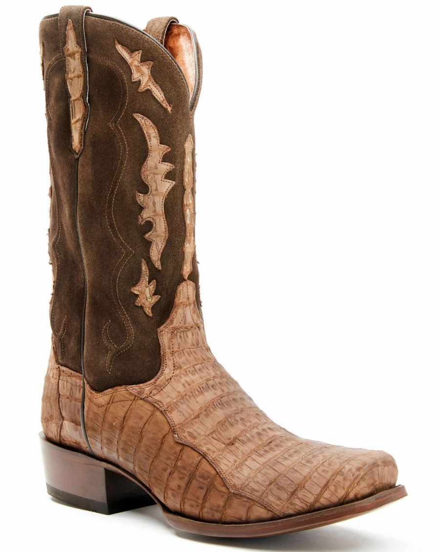 Boot * | Dan Post Men'S Brown Caiman Belly Western Boots Square Toe Tan