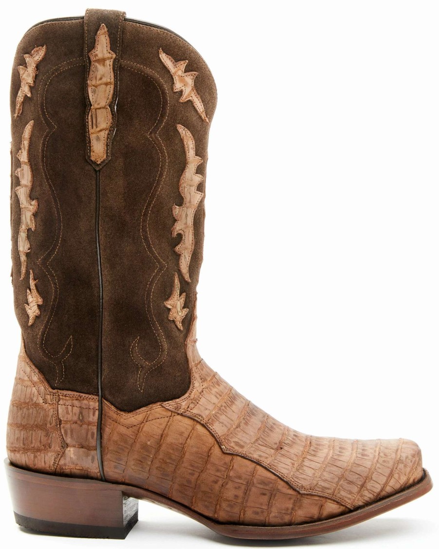 Boot * | Dan Post Men'S Brown Caiman Belly Western Boots Square Toe Tan