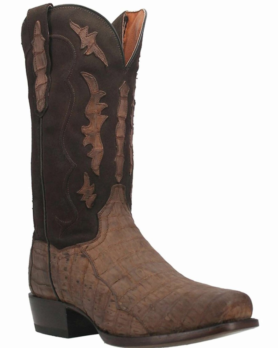 Boot * | Dan Post Men'S Stalker Exotic Caiman Western Boot Square Toe Taupe