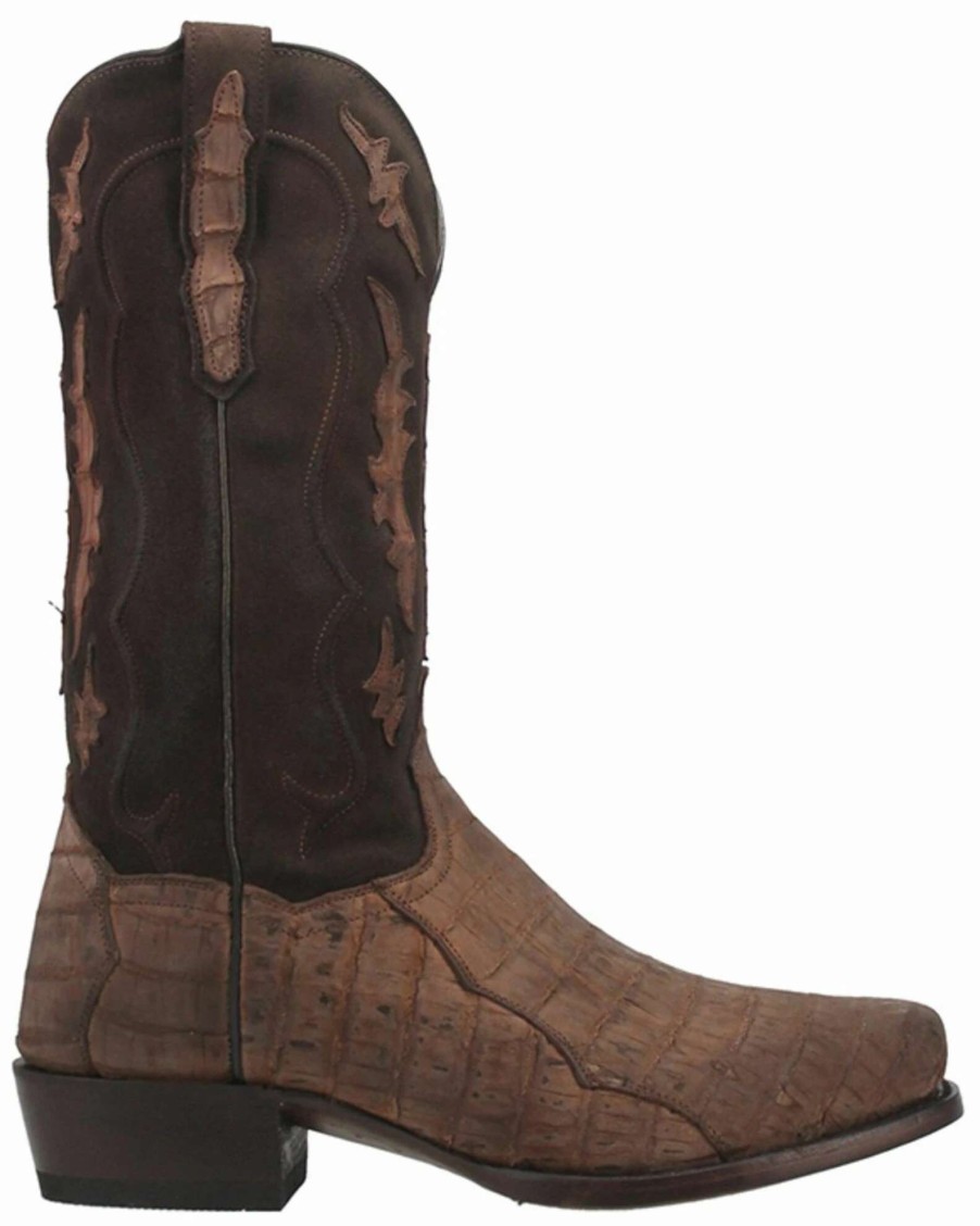 Boot * | Dan Post Men'S Stalker Exotic Caiman Western Boot Square Toe Taupe