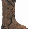 Boot * | Dan Post Girls' Posey Floral Inlay Western Boots Broad Square Toe