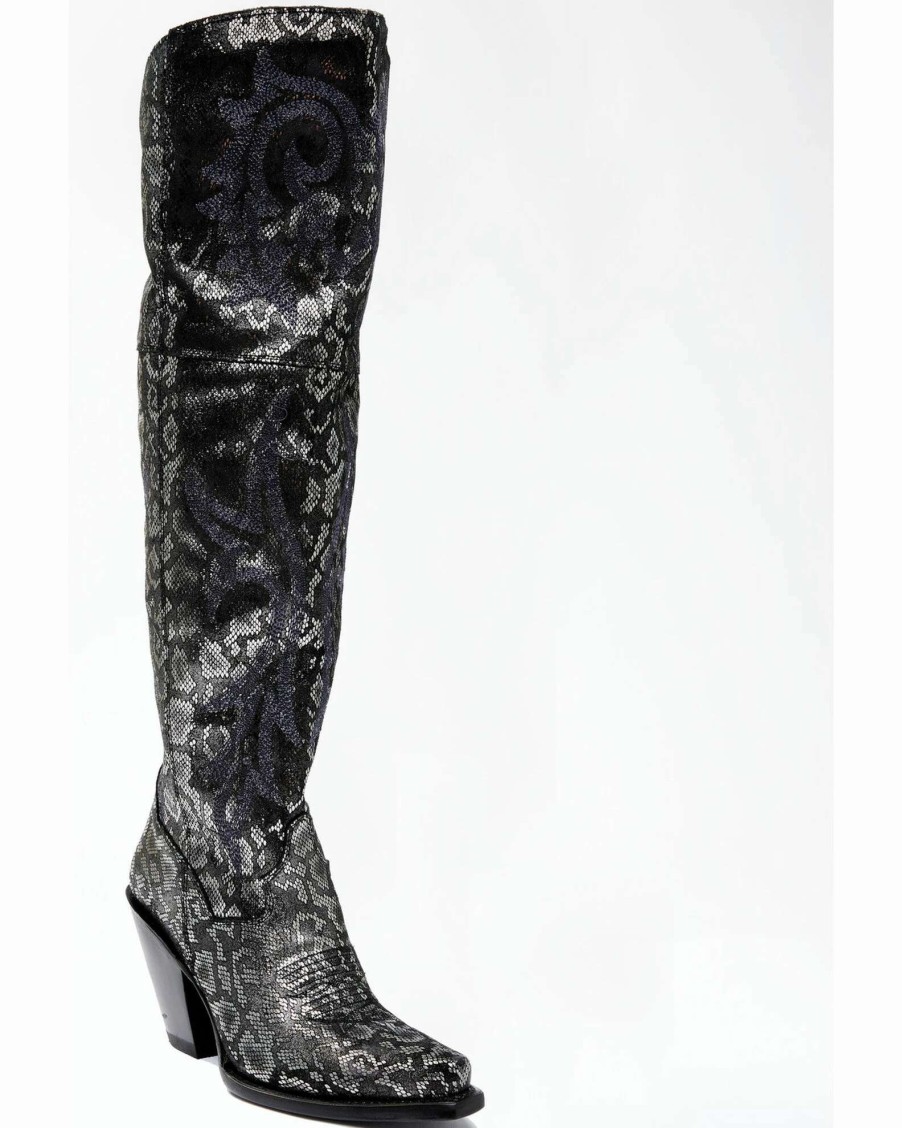 Boot * | Dan Post Women'S Black Snake Print Western Boots Snip Toe