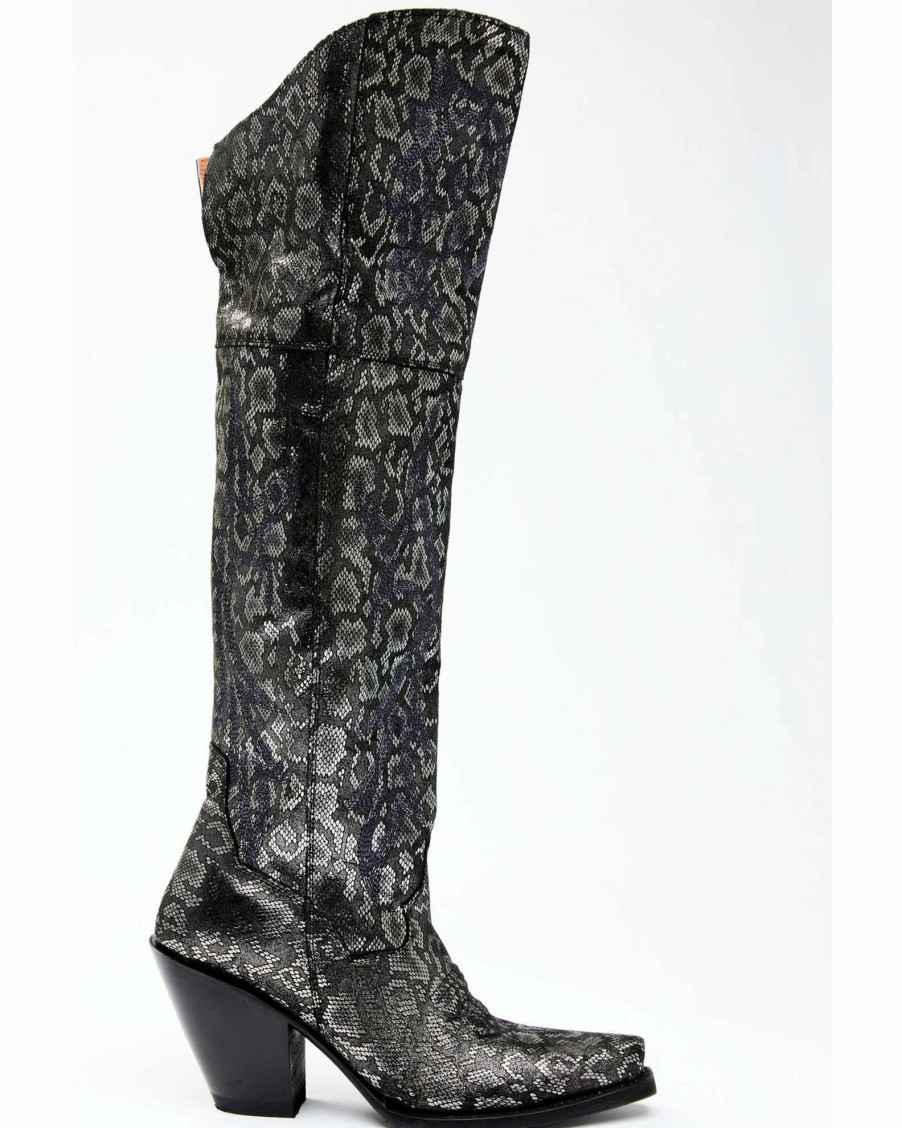 Boot * | Dan Post Women'S Black Snake Print Western Boots Snip Toe