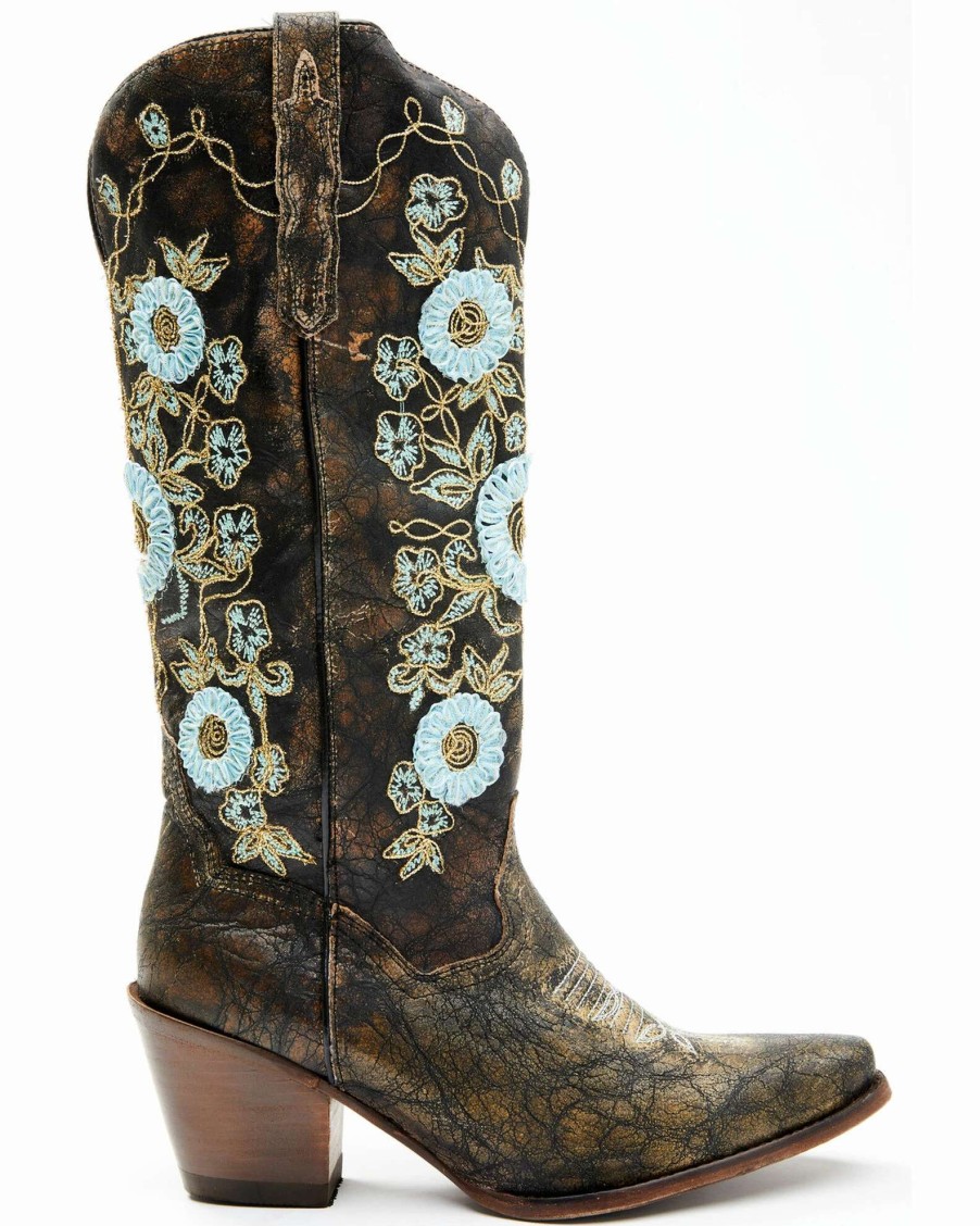 Boot * | Dan Post Women'S Flower Embroidery Western Boots Snip Toe