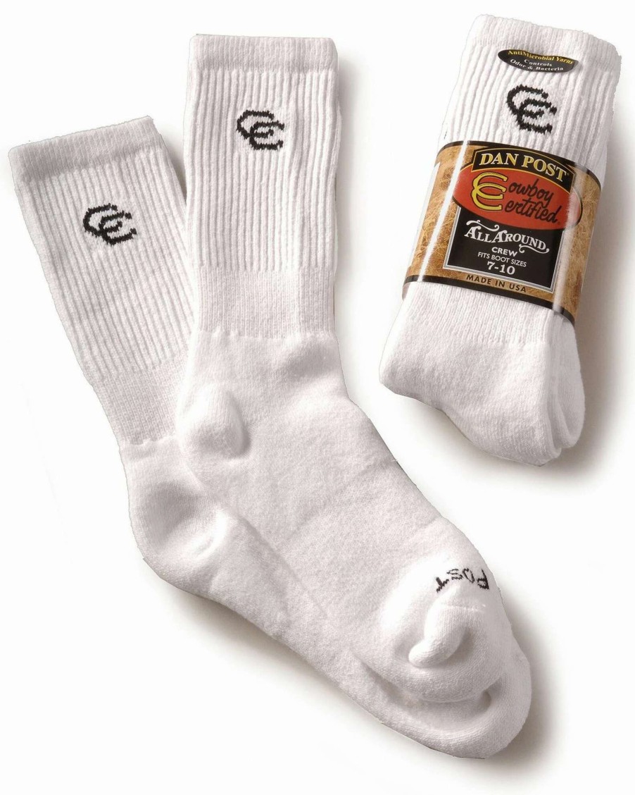 Sock * | Dan Post Men'S Cowboy Certified Crew Socks White