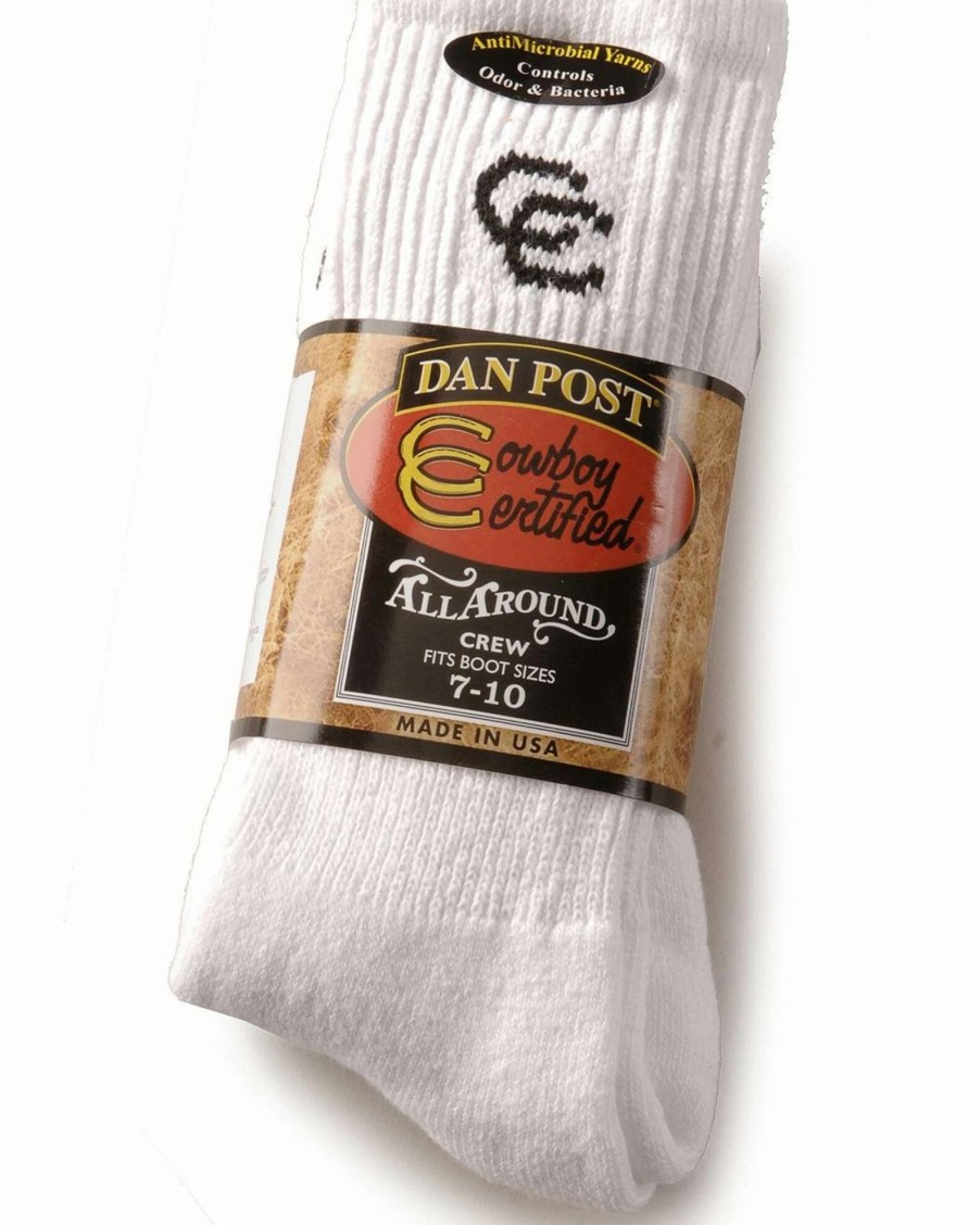 Sock * | Dan Post Men'S Cowboy Certified Crew Socks White