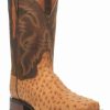 Boot * | Dan Post Men'S Kershaw Exotic Ostrich Skin Western Boots Wide Square Toe