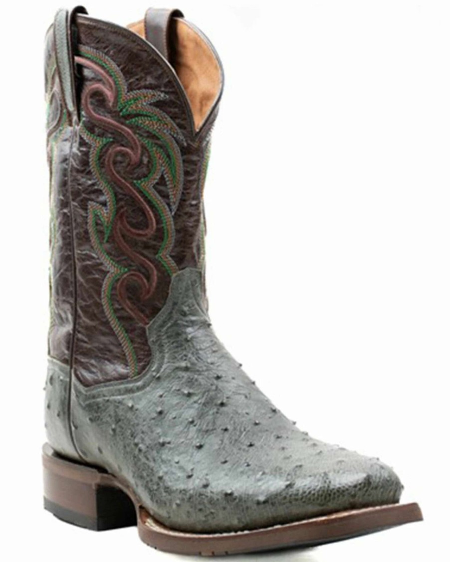 Boot * | Dan Post Men'S Hand Ostrich Quill Western Boots Broad Square Toe