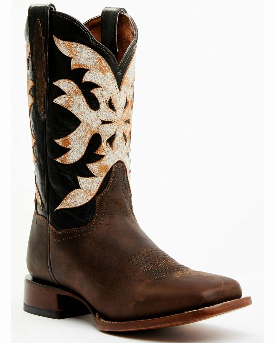 Boot * | Dan Post Women'S Sure Shot Embroidered Overlay Western Leather Boots Broad Square Toe