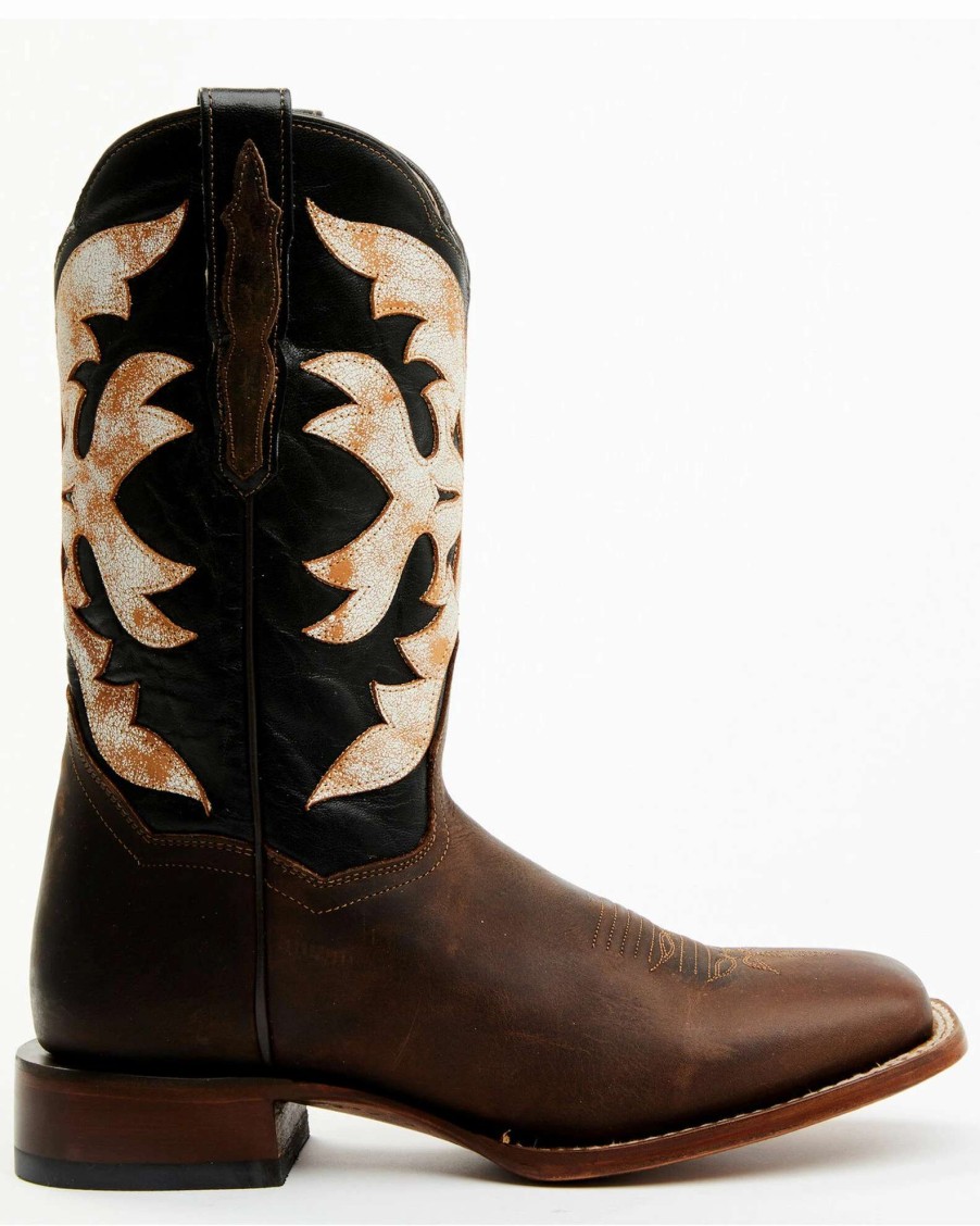 Boot * | Dan Post Women'S Sure Shot Embroidered Overlay Western Leather Boots Broad Square Toe