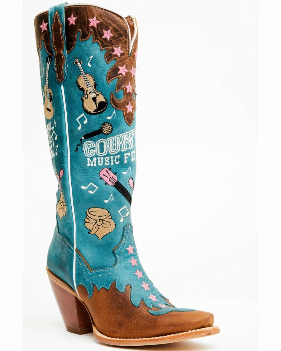 Boot * | Dan Post Women'S Nashville Music Festival Embroidered Western Tall Boots Snip Toe