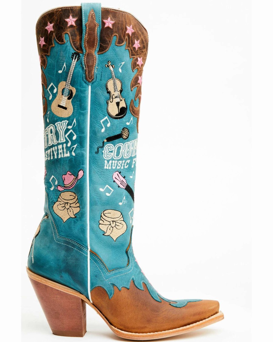 Boot * | Dan Post Women'S Nashville Music Festival Embroidered Western Tall Boots Snip Toe