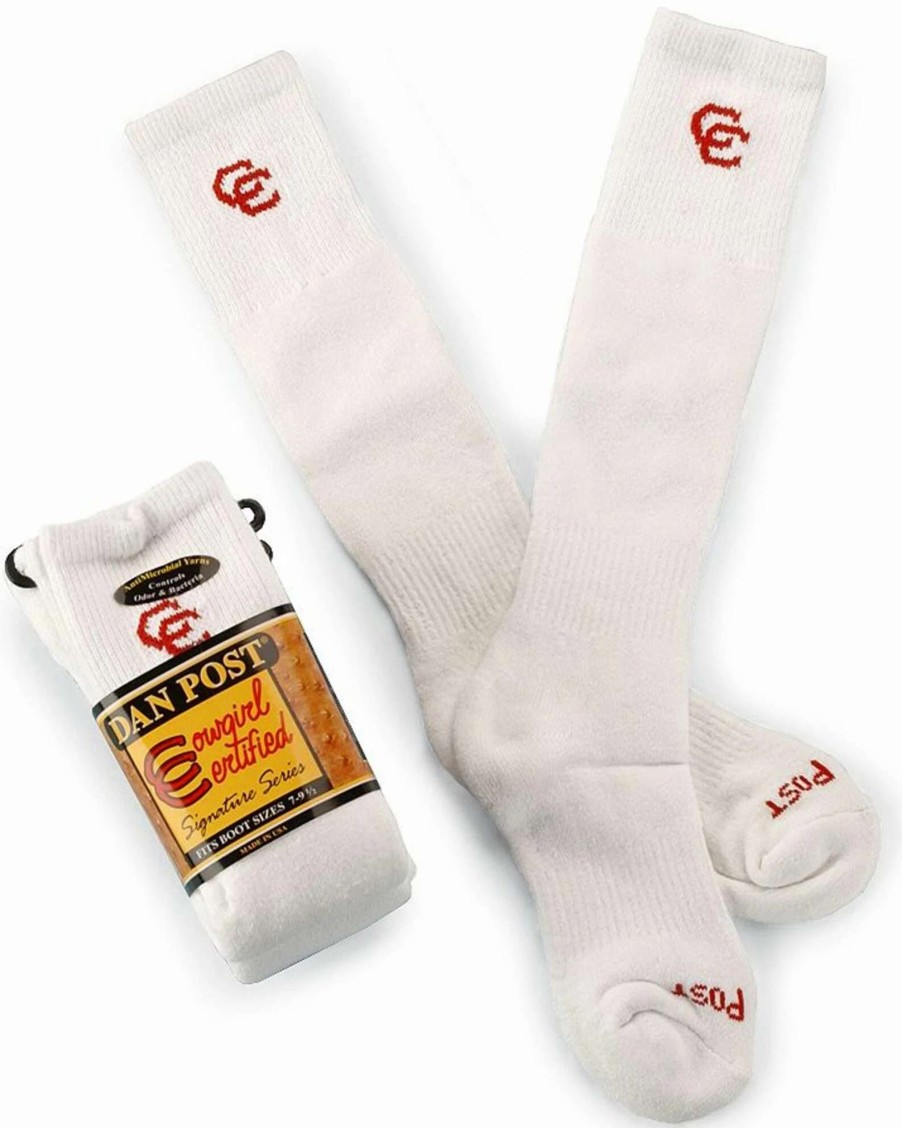 Sock * | Dan Post Women'S Cowgirl Certified Boot Socks (2-Pack) White