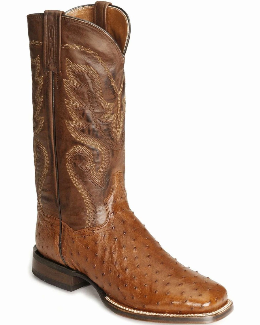 Boot * | Dan Post Full Quill Ostrich Cowboy Certified Cowboy Boots Wide Square Toe For Men'S