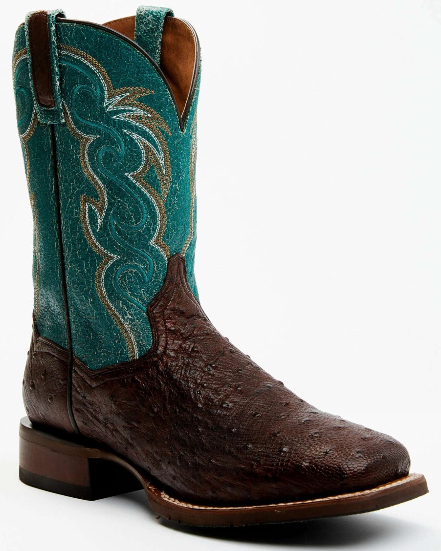 Boot * | Dan Post Men'S Exotic Full-Quill Ostrich Western Boots Broad Square Toe Rust Copper