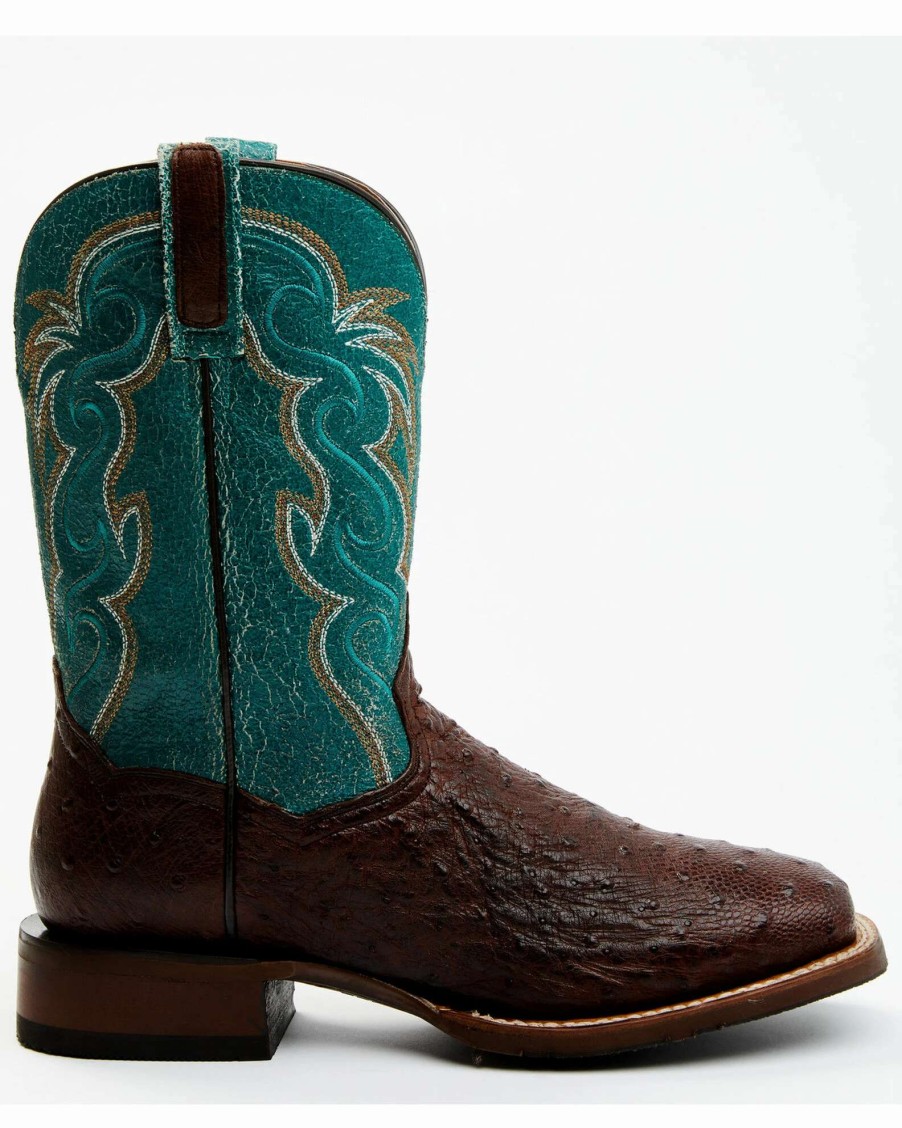 Boot * | Dan Post Men'S Exotic Full-Quill Ostrich Western Boots Broad Square Toe Rust Copper