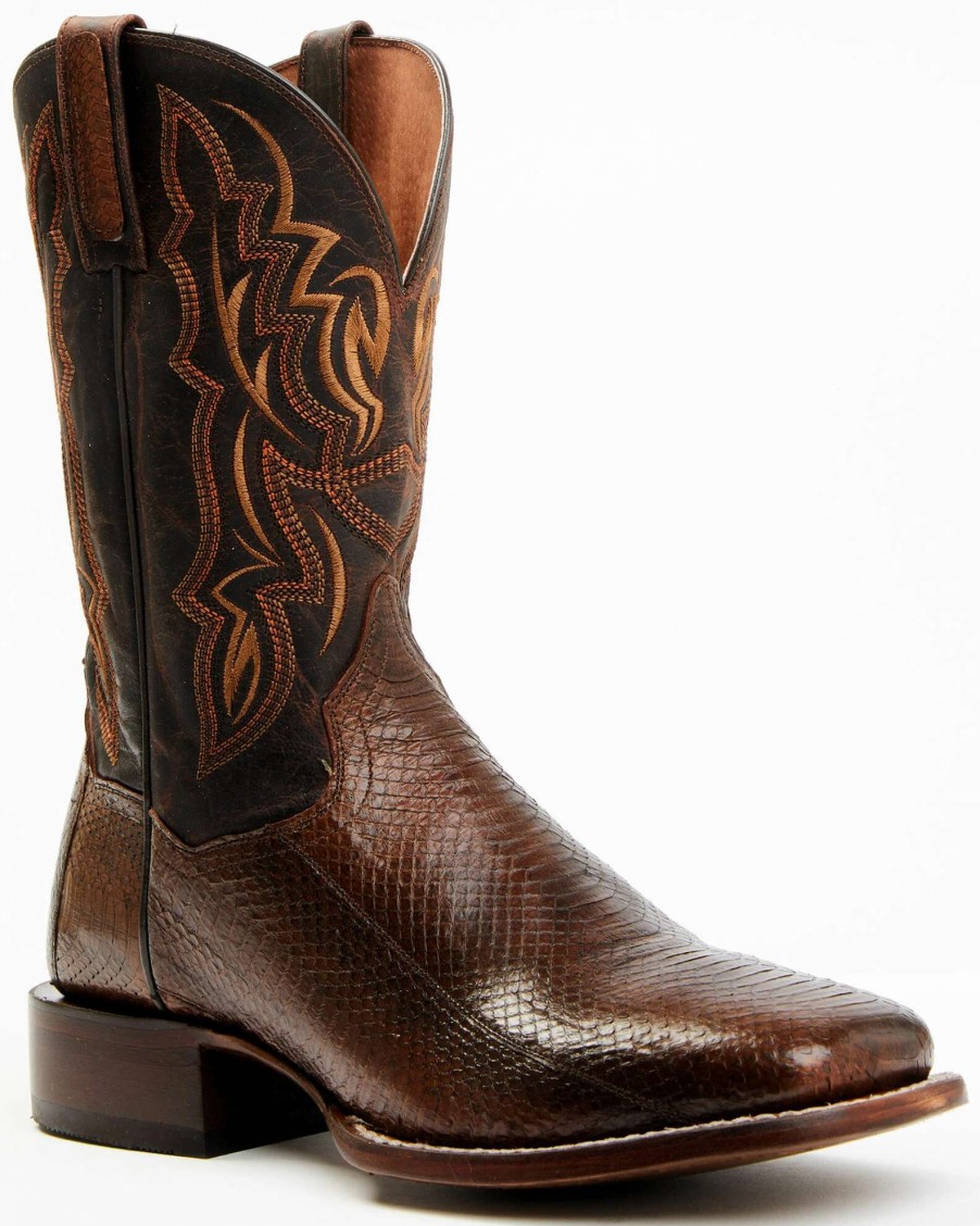 Boot * | Dan Post Men'S Cognac Exotic Water Snake Western Boots Broad Square Toe