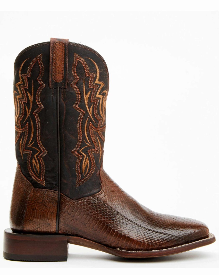 Boot * | Dan Post Men'S Cognac Exotic Water Snake Western Boots Broad Square Toe