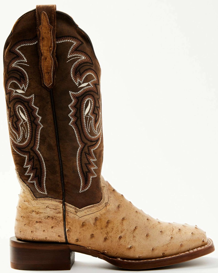 Boot * | Dan Post Women'S Nicotine Fq Ostrich Print Exotic Western Boots Broad Square Toe