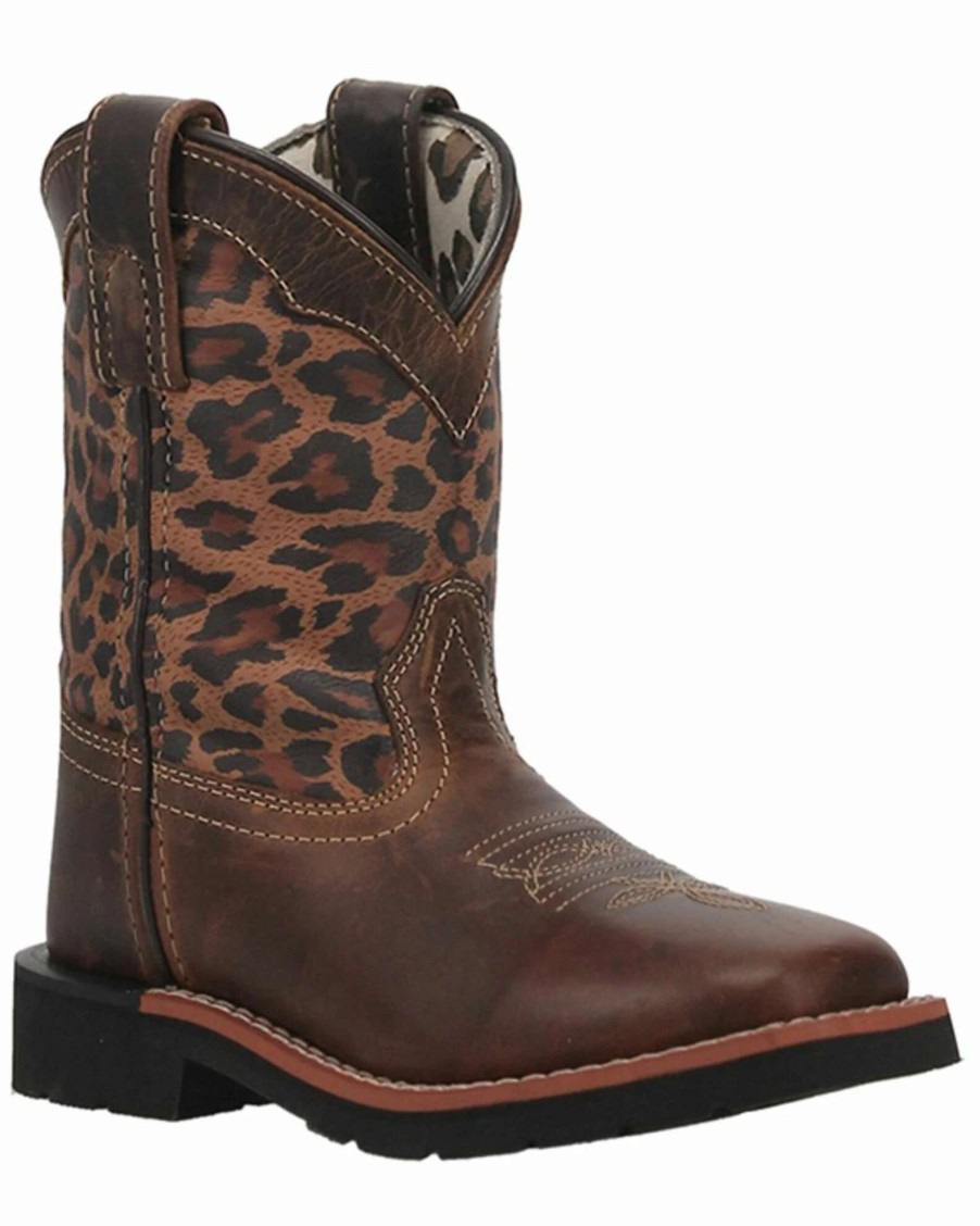 Boot * | Dan Post Toddler Girls' Print Western Boots Broad Square Toe For Toddler-Girls' Leopard